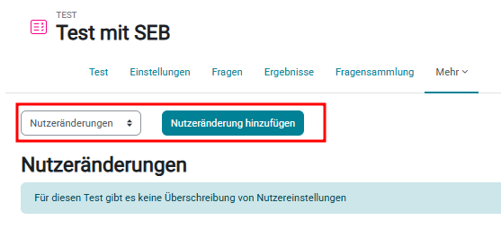 Auswahlfenster Nutzeränderung hinzufügen