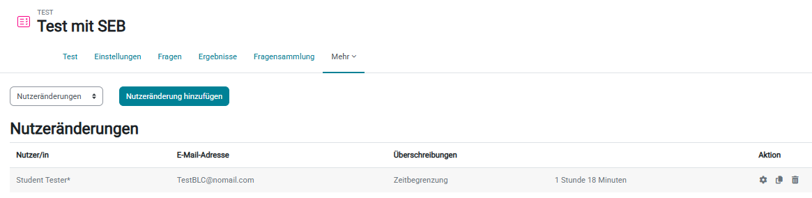 Übersicht mit den Nutzeränderungen