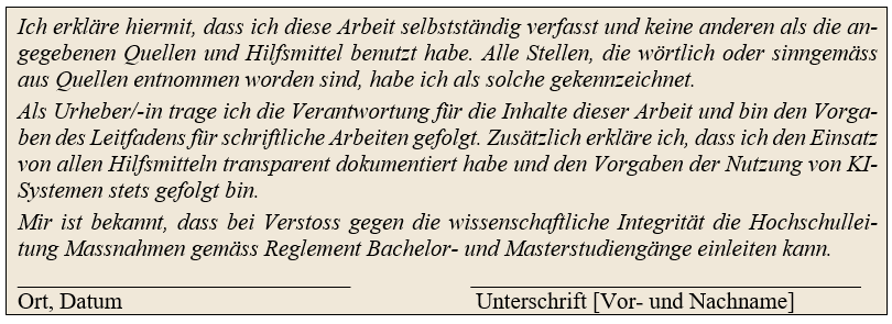 Screenshot der Vorlage der Selbstständigkeitserklärung, Original im PDF zu finden.
