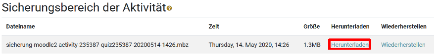 Menüpunkt Herunterladen auswählen