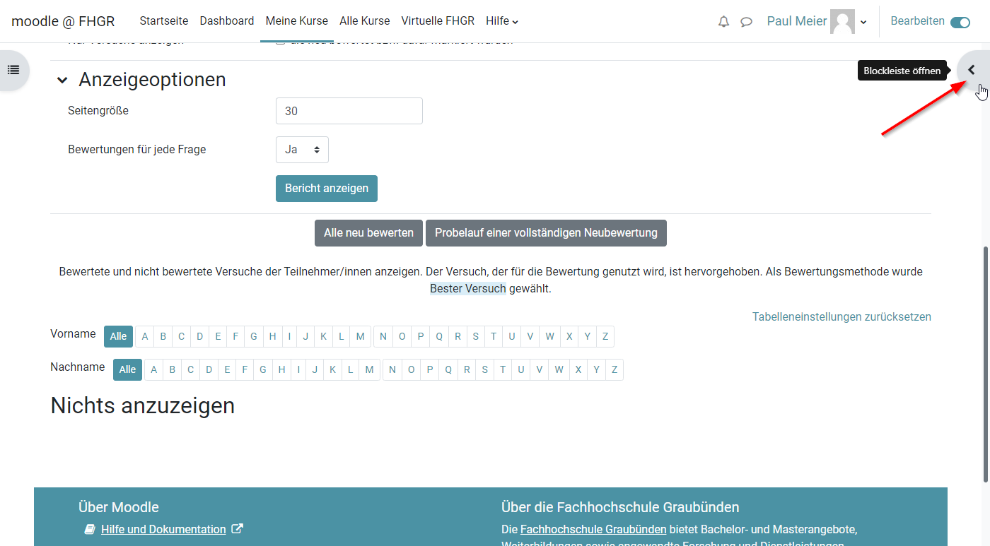 Moodle 4.0: Blockleiste öffnen