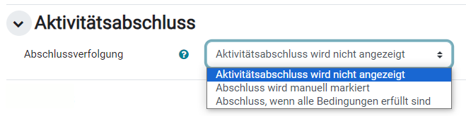 Bild von Aktivitätsabschluss in Einstellungen