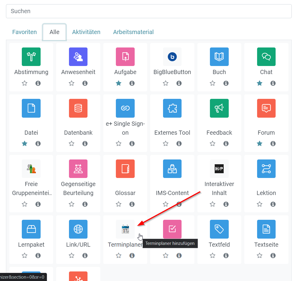 Moodle 4.0: Terminplaner als Aktivität hinzufügen