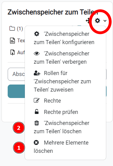 Zwischenspeicher Menue